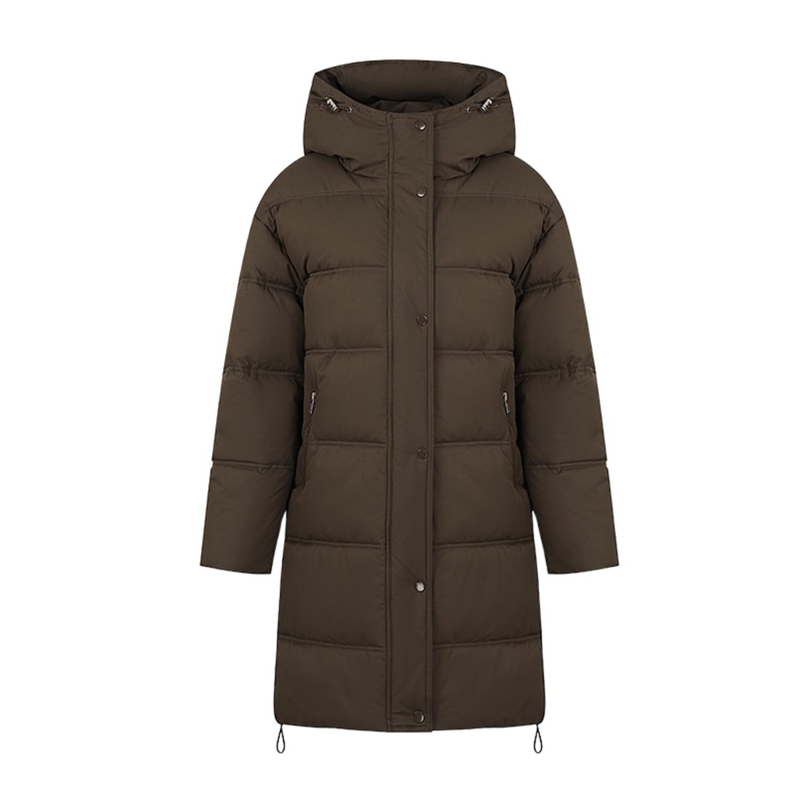 Giacca trapuntata da donna taglie forti imbottite spesse lunghe piumini per le donne con cappuccio invernale caldo parka cappotto impermeabile tinta unita manica lunga leggero piumino con tasche
