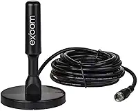Antena Digital Amplificada HDTV/UHF/VHF Interna e Externa 5m Base Imã prova d'água 4dBI - Exbom