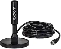 Antena Digital Amplificada HDTV/UHF/VHF Interna e Externa 5m Base Imã prova d'água 4dBI - Exbom