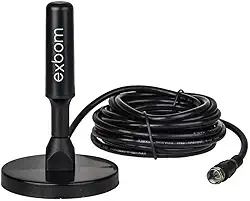 Antena Digital Amplificada HDTV/UHF/VHF Interna e Externa 5m Base Imã prova d'água 4dBI - Exbom