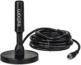 Antena Digital Amplificada HDTV/UHF/VHF Interna e Externa 5m Base Imã prova d'água 4dBI - Exbom