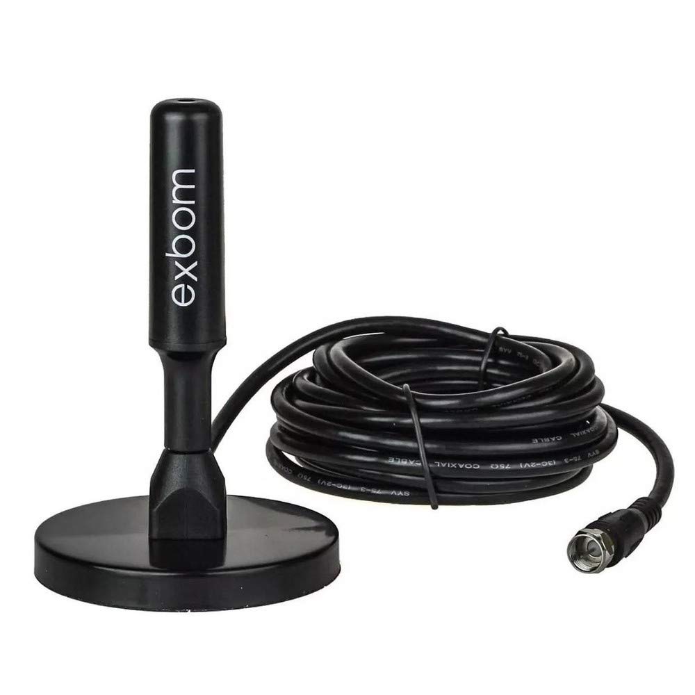 Antena Digital Amplificada HDTV/UHF/VHF Interna e Externa 5m Base Imã prova d'água 4dBI -