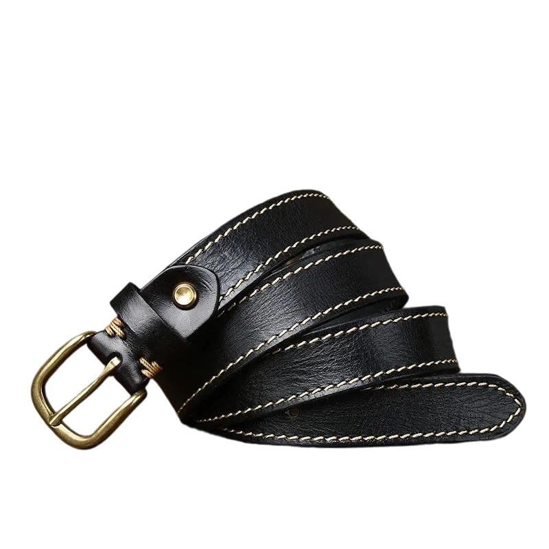 2.8Cm Width Women Belt Cowskin Strap Pin Buckle Vintage For Jeans Belts