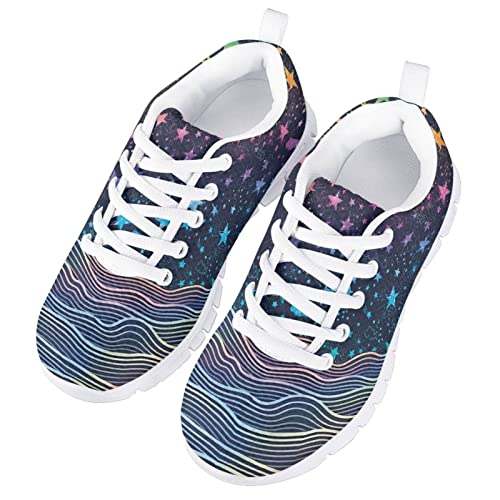 POLERO Cute Kids Shoes American Flag Sneakers Lace-Up Flat Running Shoes Lightweight Walking Mesh Shoes3