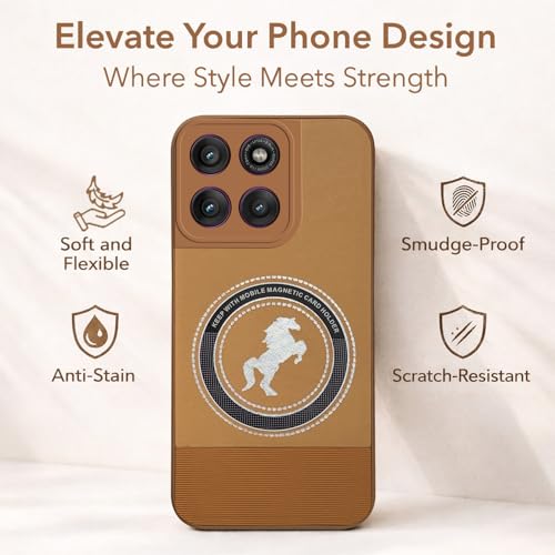 Image of Jkobi PU Leather Finish Back Cover Case for Motorola Moto Edge 60 Pro (Professional Minimalist Texture | MagSafe Compatile | Camera Protection | Sleek Sober Formal)