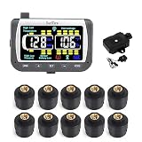 EEZTire-TPMS10ATCB Real Time/24x7 Tire Pressure Monitoring System - Color Monitor + 10 at Sensors +