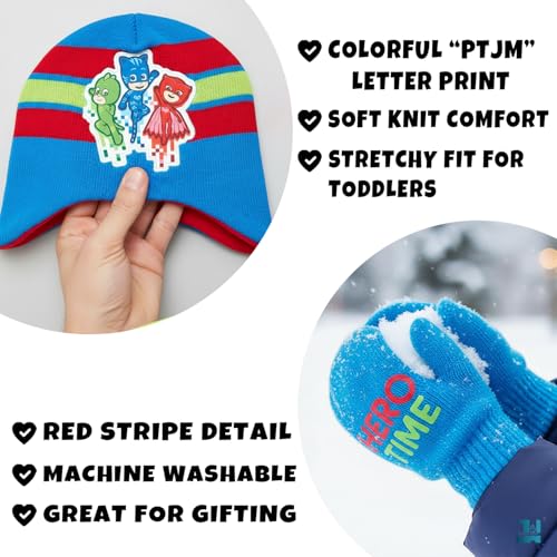 Image of PJ Masks Winter Hat and 2 Pair of Gloves or Mittens Set (Age 2-7)