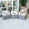 OrganiHaus 12 x 12 x 12 Fabric Cube Storage Bins - Set of 4, Cube Fabric Organizer Bins with Vegan Handles, Kallax Storage Cubes, 12Inch Cubic Baskets for Shelves - Grey / White
