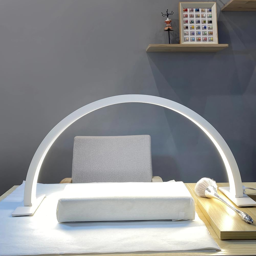 Lámpara De Manicura En Forma De U con Anillo De Arco, Lámpara De Media Luna Led con Atenuación Continua, Lámpara De Pestañas Led De Media Luna De 35 W, Luz De Esteticista Regu, White