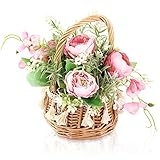 Imagen realista: las flores de peonía son claras y vívidas, como las flores reales. Las flores artificiales realistas pueden ser tan hermosas sin importar la temporada o el entorno. Hermosas plantas en maceta pueden ahorrarte mucho dinero y tiempo, sin ningún cuidado adicional, práctico y conveniente.