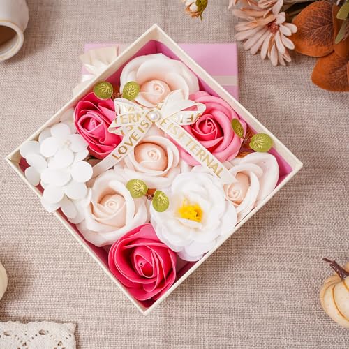Epicpetal ソープフラワー 母の日 バラの形をしたハンドメイドのフラワーソープ ギフトボックス 誕生日や記念日のプレゼントに最適 ピンク [2]