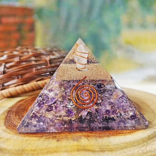 Image of Amethyst Crystal Pyramid | 2 Inch | Feng Shui & Vastu Correction | Crystal Pyramid for Positive Energy, Meditation, Health | Home & Office Decor | Gift | Study Table
