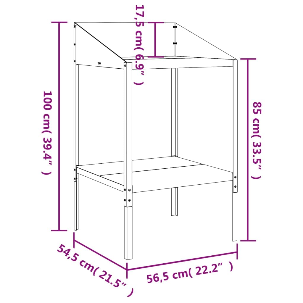 Support plante en acier galvanisé anthracite 56,5x54,5x100 cm avec 2 niveaux pour balcon jardin terrasse intérieur extérieur, tuteur palissage maintien croissance fleurs plantes grimpantes