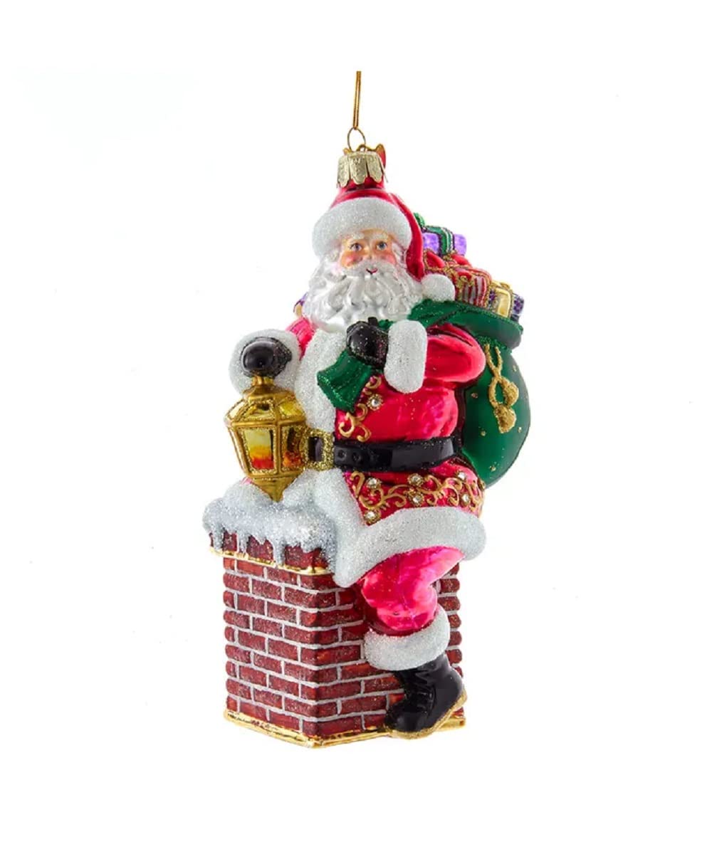 Père Noël dans cheminée bibelot de Noël multicolore 17cm pour décoration