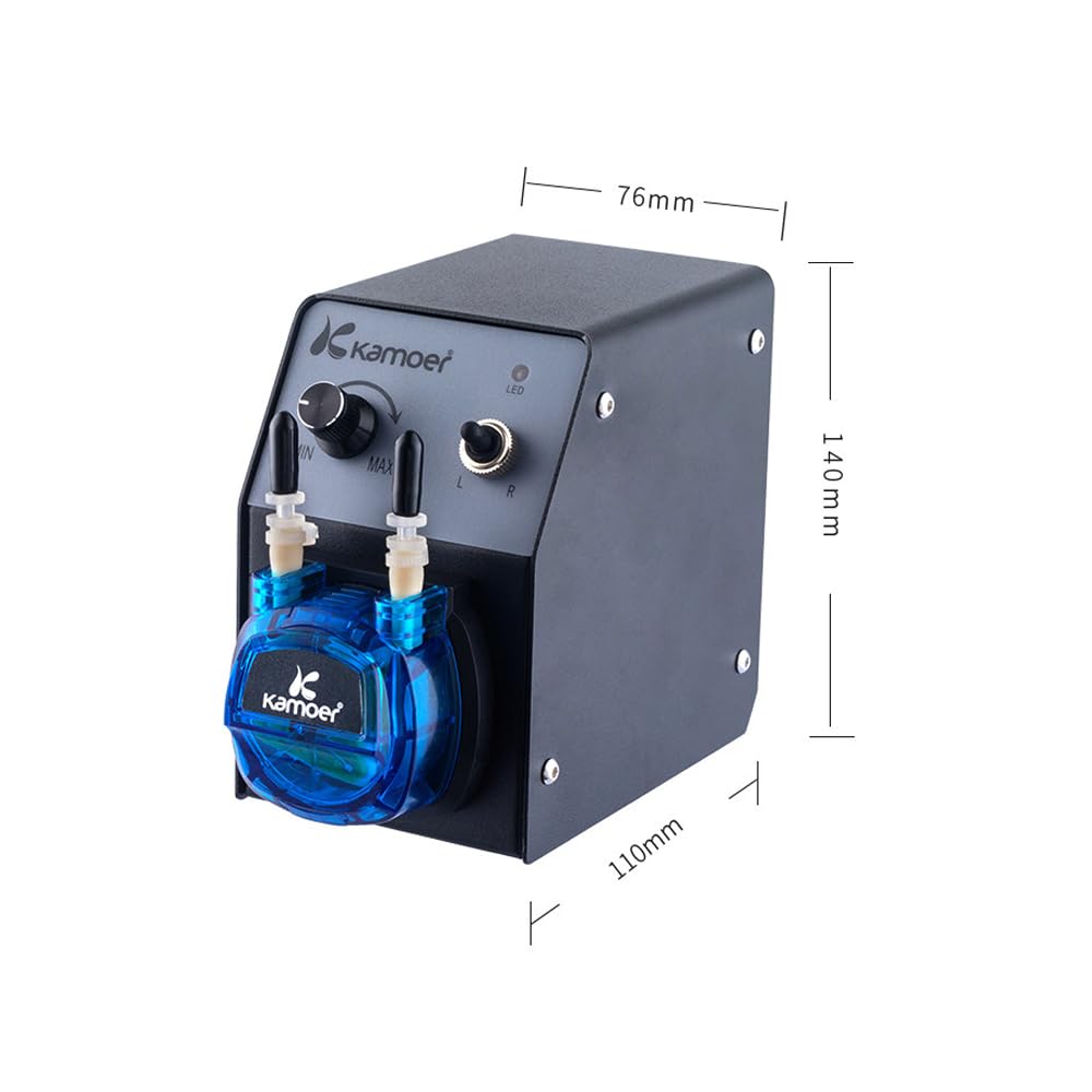 Peristaltische Dosierpumpe 12 V Kamoer kleine Flüssigkeitspumpe mit variabler Geschwindigkeit Für chemische Experimente im Labor, KCP PRO2 Norprene-Rohr: 3,2 mm × 6,4 mm, 40–210 ml/min, mit Netzteil