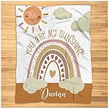 Personalized Rainbow Baby Blanket, You are My Sunshine Blanket, Baby Name Blanket, Gender Neutral,, Crib