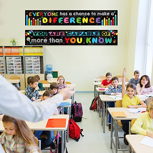 2 Pack Motivational Classroom Banner Poster Positive Banner Inspirational Banner For Students Educational Teacher Classroom Decorations Banner With 40 Glue Points (Fresh Style) #TOP3