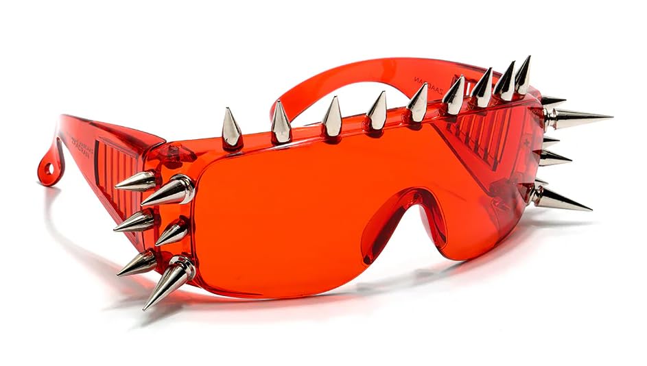 Rave Studs Red Sunglasses UV Protection Stud Embellished Frame Trendy Unisex Eyewear-image-5