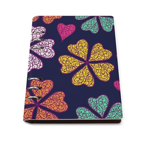 A5 ノート リフィル対応 花柄 PUレザー 手帳型 ビジネスノート 6穴 バインダー 書きやすい リングノート 多機能 メモ帳 学生 社会人 仕事用 おしゃれ