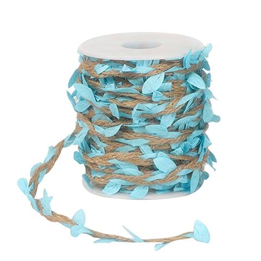 Tenn Well - Cordel de Yute con Hoja, Cinta de Hojas de 66 pies con Bobina para decoración de Bodas, hogar, jardín, Color Azul Claro