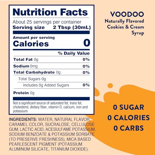 Image of Jordan's Skinny Mixes Sugar Free Coffee Syrup, Holiday Voodoo Cookies & Cream Coffee Flavoring Syrup, Zero Calorie Drink Mix for Lattes, Baking, Protein Shake, Dairy & Gluten Free, Kosher, 25.4 Fl Oz