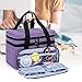BAFASO Double Layer Sewing Accessories Organizer with 2 Detachable Pouches, Large Sewing Storage Bag for Sewing Tools (Bag ONLY), Purple