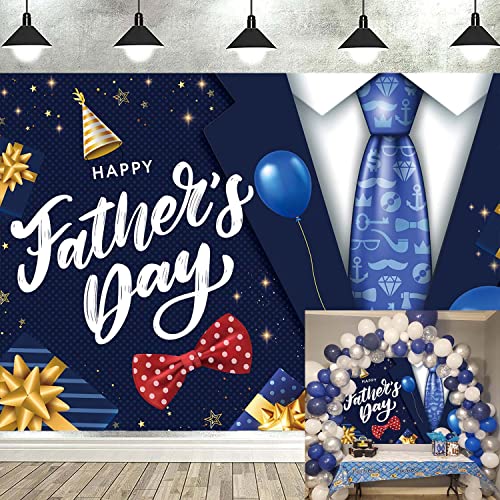 Happy Fathers Day Photography Backdrop 7x5FT I Iove Dad Black Gold Fathers Day Decoration Background Best Dad Party Banner Cake Table Decor Photo Props (84x60 inch)