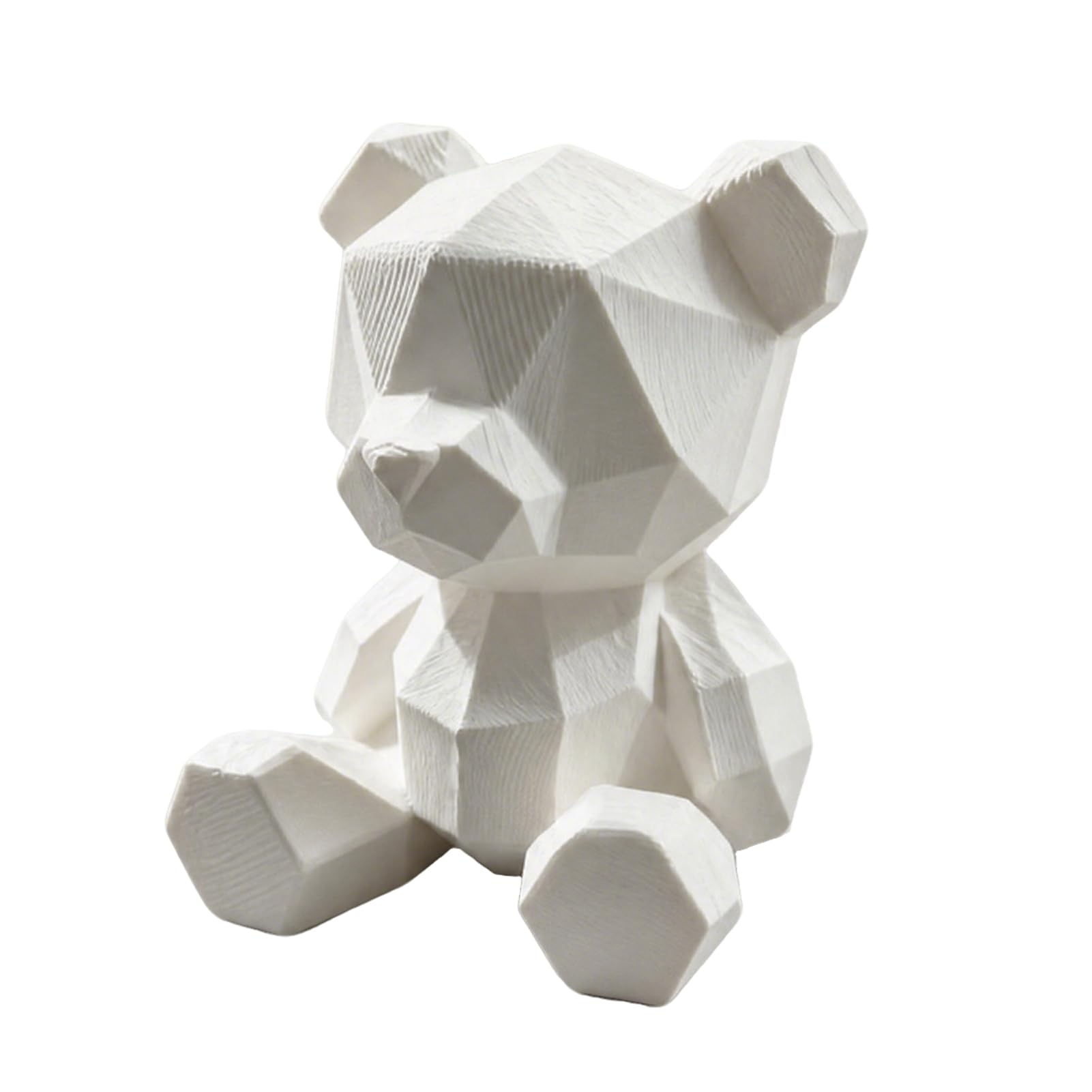 Troxel Bear Statue, 3D Printed Geometric Ornament for DIY Painting, Nordic Minimalist Home Decor Sculpture, Durable PLA Small Bear Figurine for Desk Living Room 5x3.7x3.2cm White