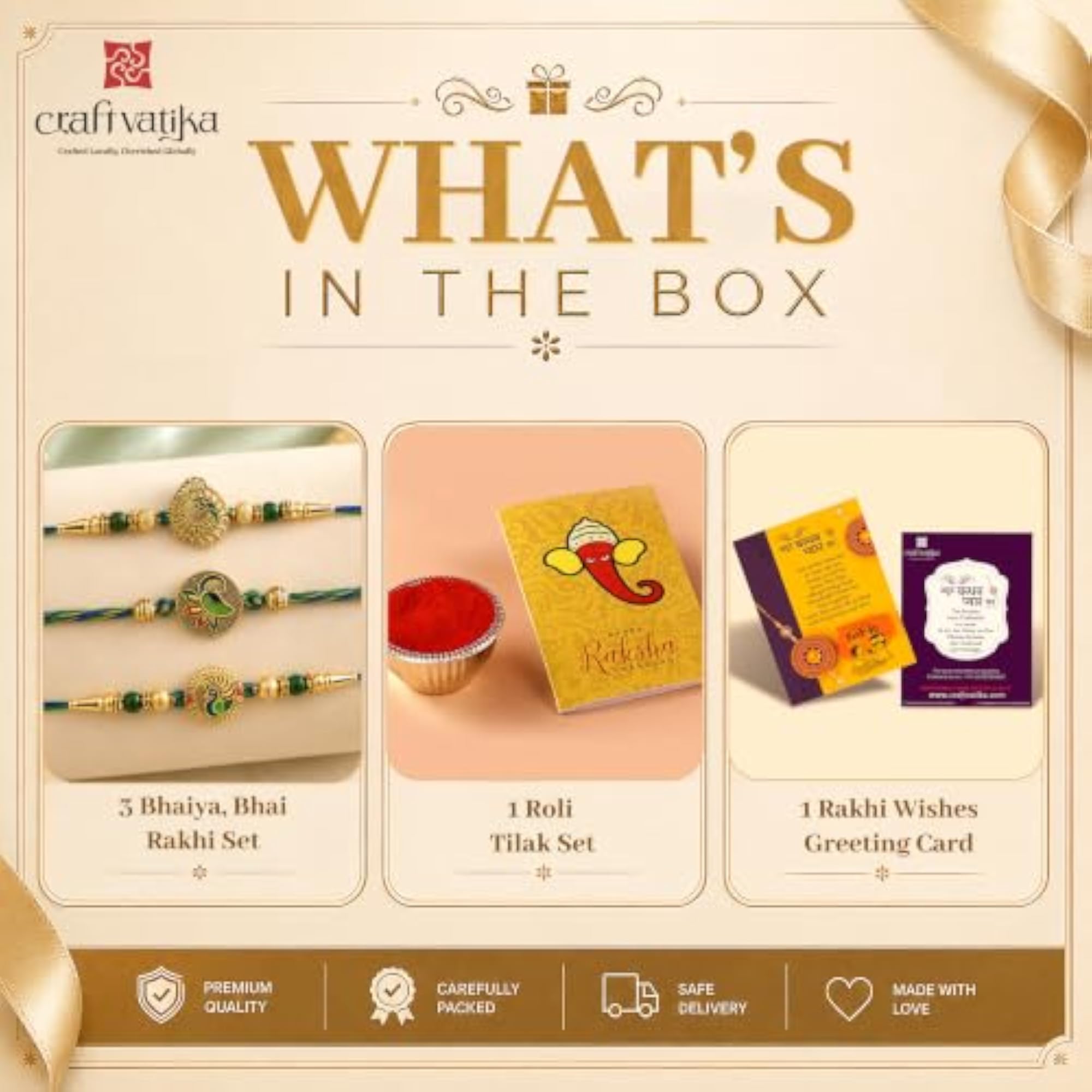 Premium Peacock Rakhi Set of 3 for Bhaiya Bhai