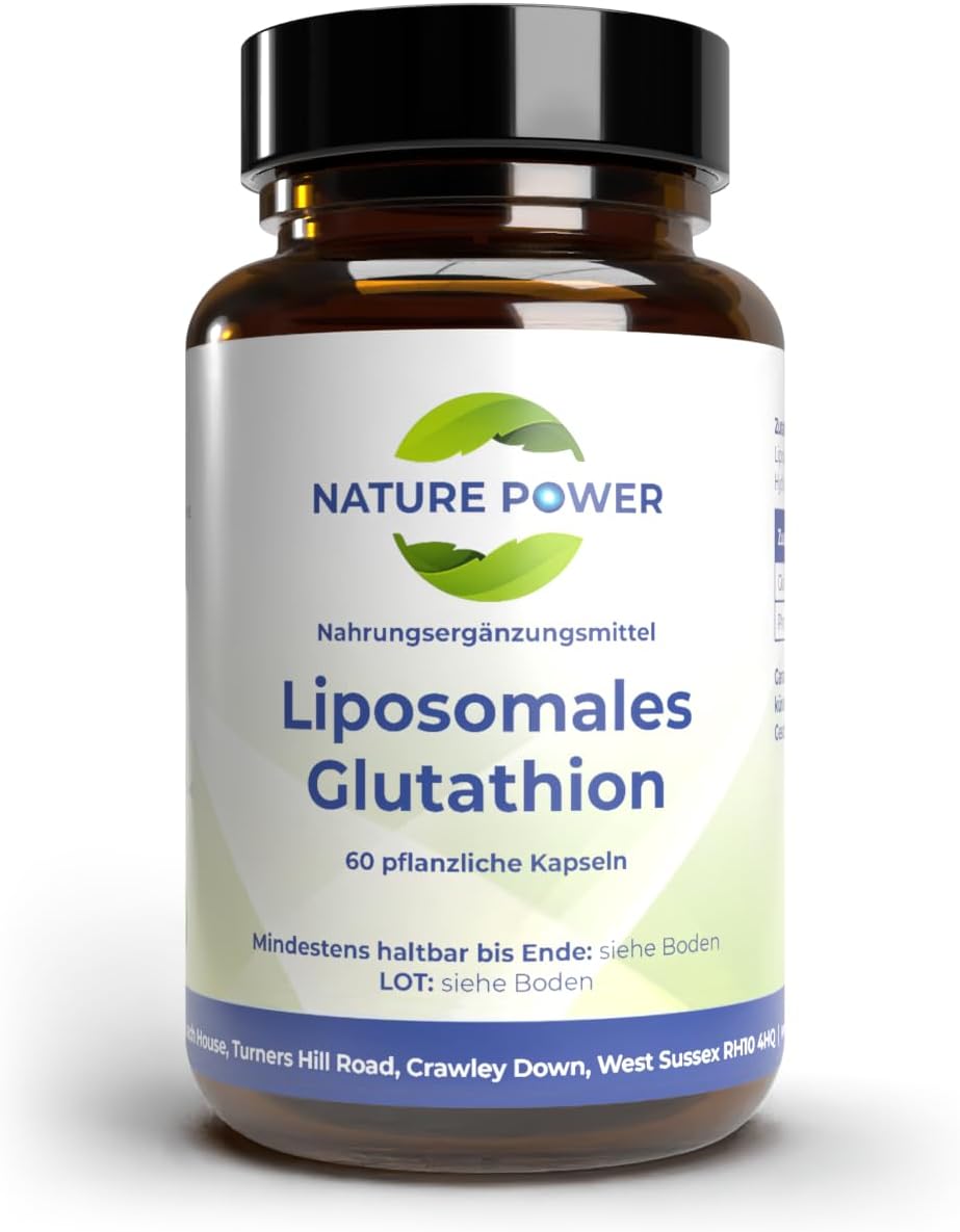 Liposomal Glutathione Liposomal Powder in Capsules Maximum Bioavailability High Dose Long Shelf Life by Nature Power GMO Free and Vegan 60 Vegetable Capsules