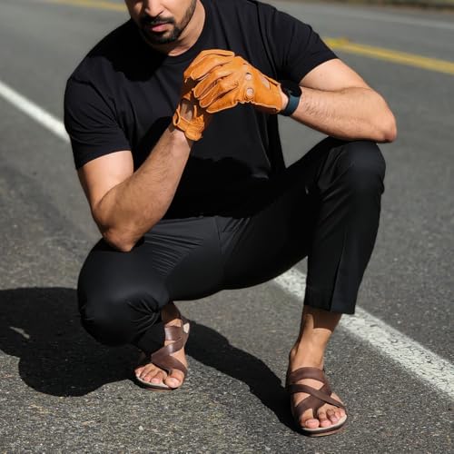 Harssidanzar Leather Sandals For Mens Summer Comfortable With Casual GMUK202,Brown,size 8.5 - Image 4