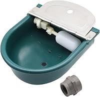 Lucky Farm 1.2 Gallon Automatic Float Valve Water Bowl for Horses, Cattle, Dogs, Goats, Sheep & Livestock - Easy Clean Drain