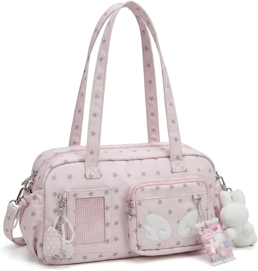 Kawaii Pink Ita Bag Crossbody Y2K Purse Cute Star Print Small Tote Bag Japanese Handbags for Women Shoulder Bag