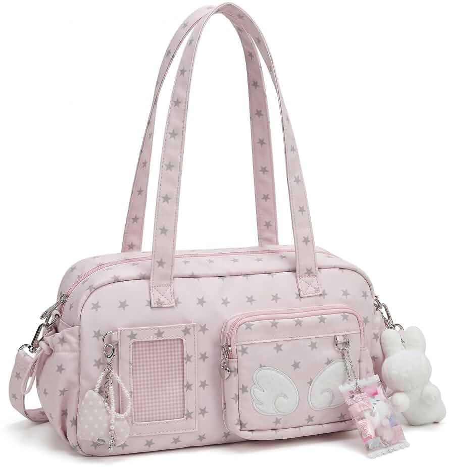 Kawaii Pink Ita Bag Crossbody Y2K Purse Cute Star Print Small Tote Bag Japanese Handbags for Women Shoulder Bag