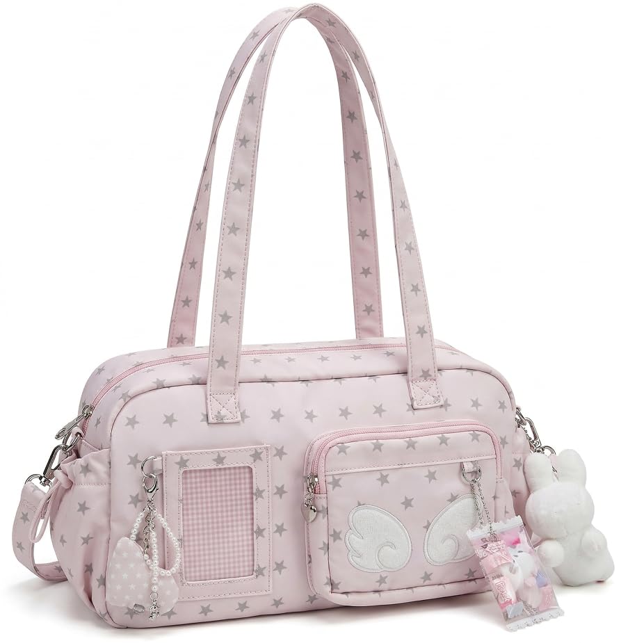 Bolso Tote Pequeño Estilo Y2K Rosa con Estrella