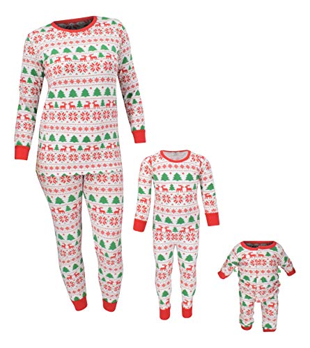 Unique Baby Unisex Christmas Family Pajama Set Daddy Mommy and Me (3 Mo, White)