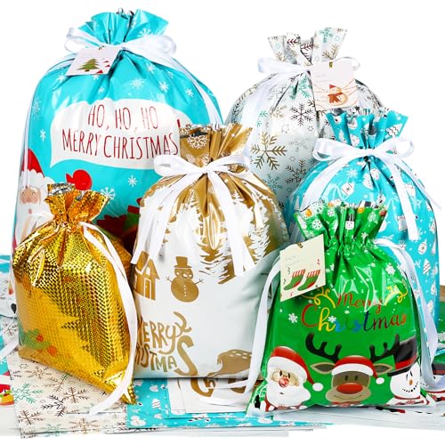 JOINDO 30 pcs Christmas Gift Bags Assorted Sizes, from 22”