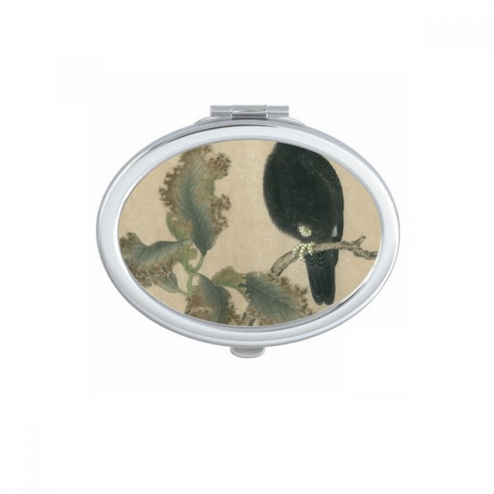 Miroir de poche oval à peinture chinoise parfait pour vos retouches maquillage en voyage