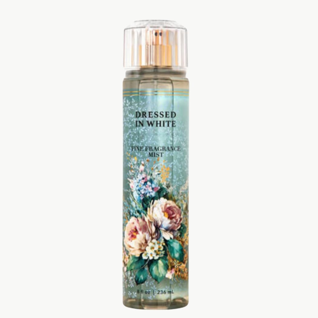 Amazon.com : Bath & Body Dressed In White Fine Fragrance Body Spray Mist,  Full Size 8 fl oz / 236 mL (Packaging Styles May Vary) : Beauty & Personal  Care