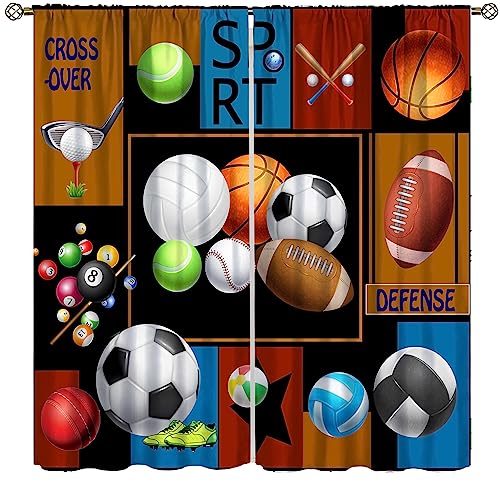 Basketball Curtains Boys Sport Kid Curtains for Bedroom, Basketball Sport Theme Window Treatments for Living Room,Teen Boys Girls Room Decor Drapes 2 Panel Sets,63x72 Inch