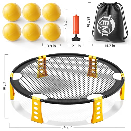 image for TEMI Outdoor Game Set - Includes 6 Balls, Net and Carrying Bag, Beach 