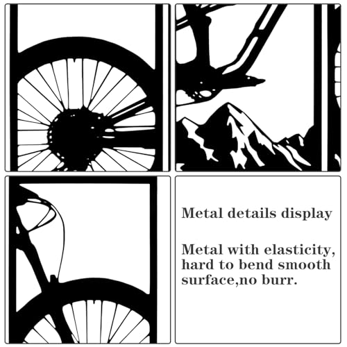 VALINSKY 3 Piece Mountain Bike Metal Wall Art,Black Metal Wall Sign Hanging Art Decoration For Living Room Bedroom Bathroom Home Office Indoor Outdoor