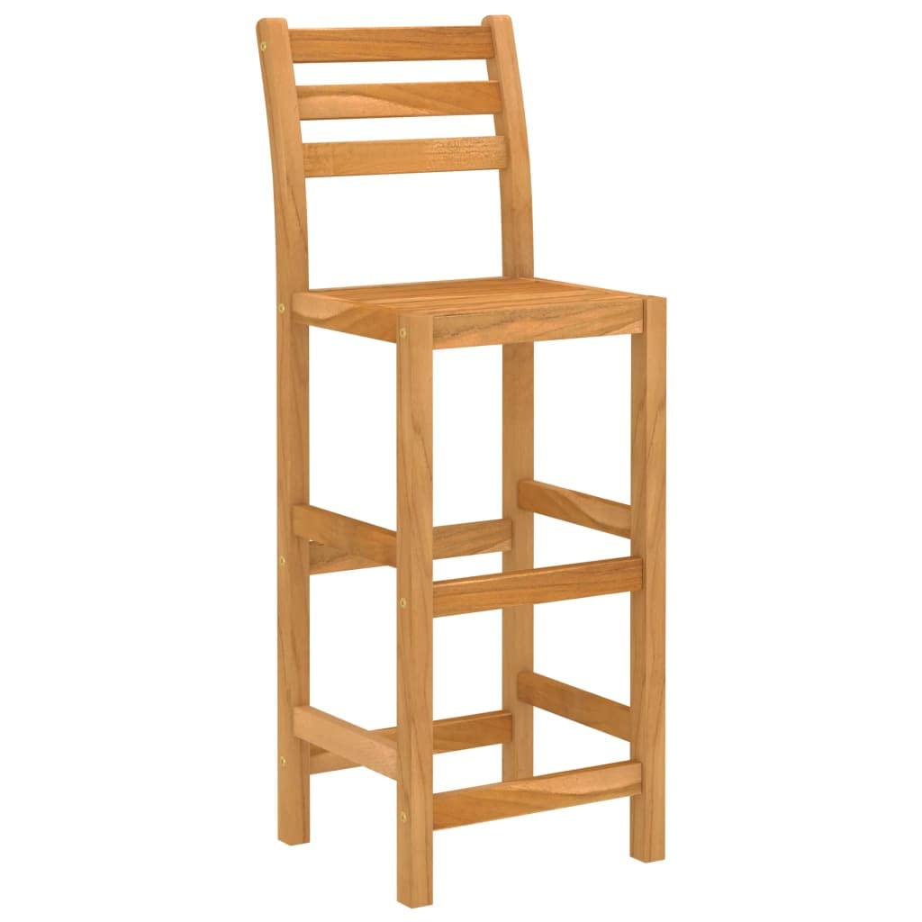 Juego de 5 piezas de muebles de bar de madera maciza de acacia para jardín, bar o patio, taburetes de bar con respaldo y reposapiés