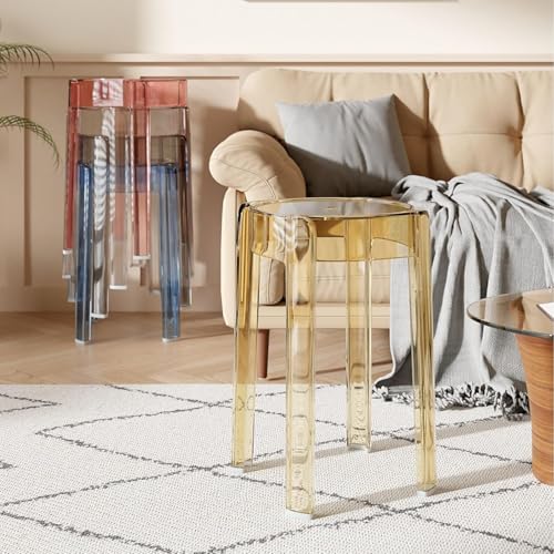 Taburete de ducha de acrílico transparente, asiento de plástico resistente al agua, diseño apilable para baño, cocina, dormitorio, oficina en casa