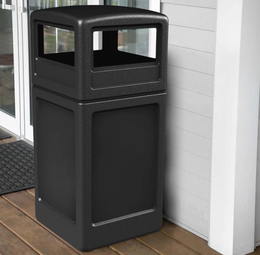 Miniatura 3 de Zedfire Juego de contenedores de basura cuadrados negros de 42 galones y tapa de cúpula  Cubo de basura exterior  Cubo de basura para exteriores con