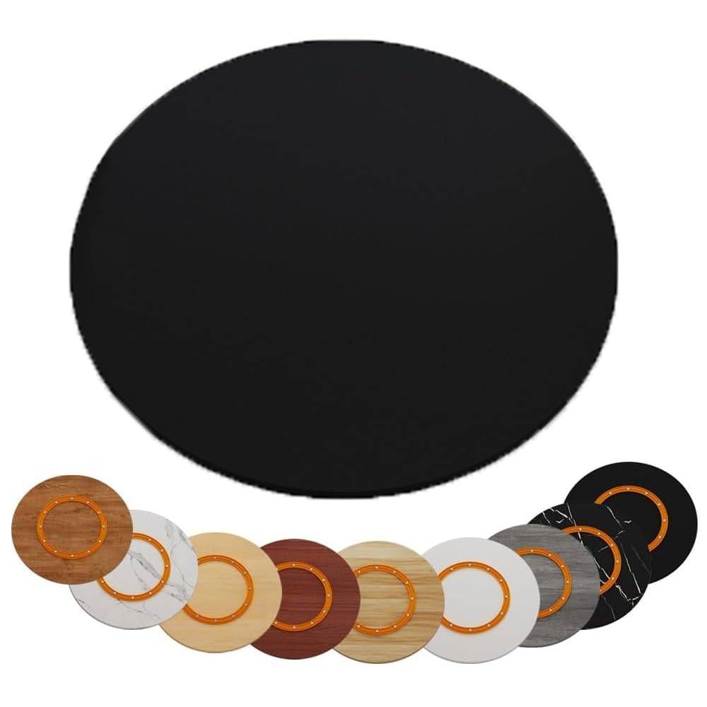 Plateau de service rond noir en bois de 75 cm pour repas et table basse