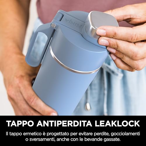 Ninja Thirsti Uso Quotidiano, Fitness, Trekking, Sport 700 Ml Plastica, Acciaio Inox Blu - 5