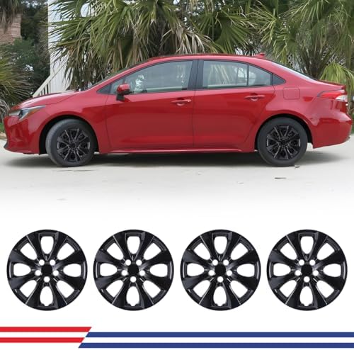 4-Pack Hubcaps Wheel Covers - 16 Inch - For Toyota Corolla Camry & More - Black & Silver