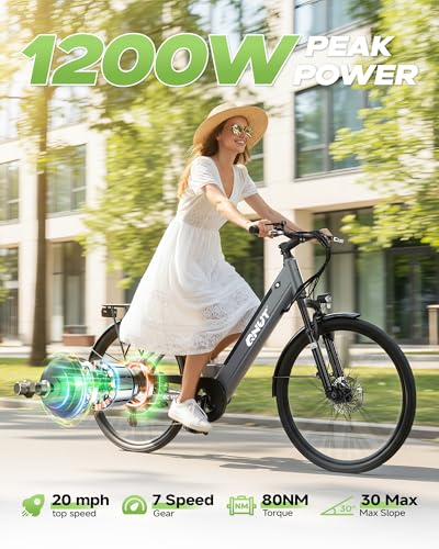 Electric Bike for Adults, 1200W Peak Commuter Ebike with 48V