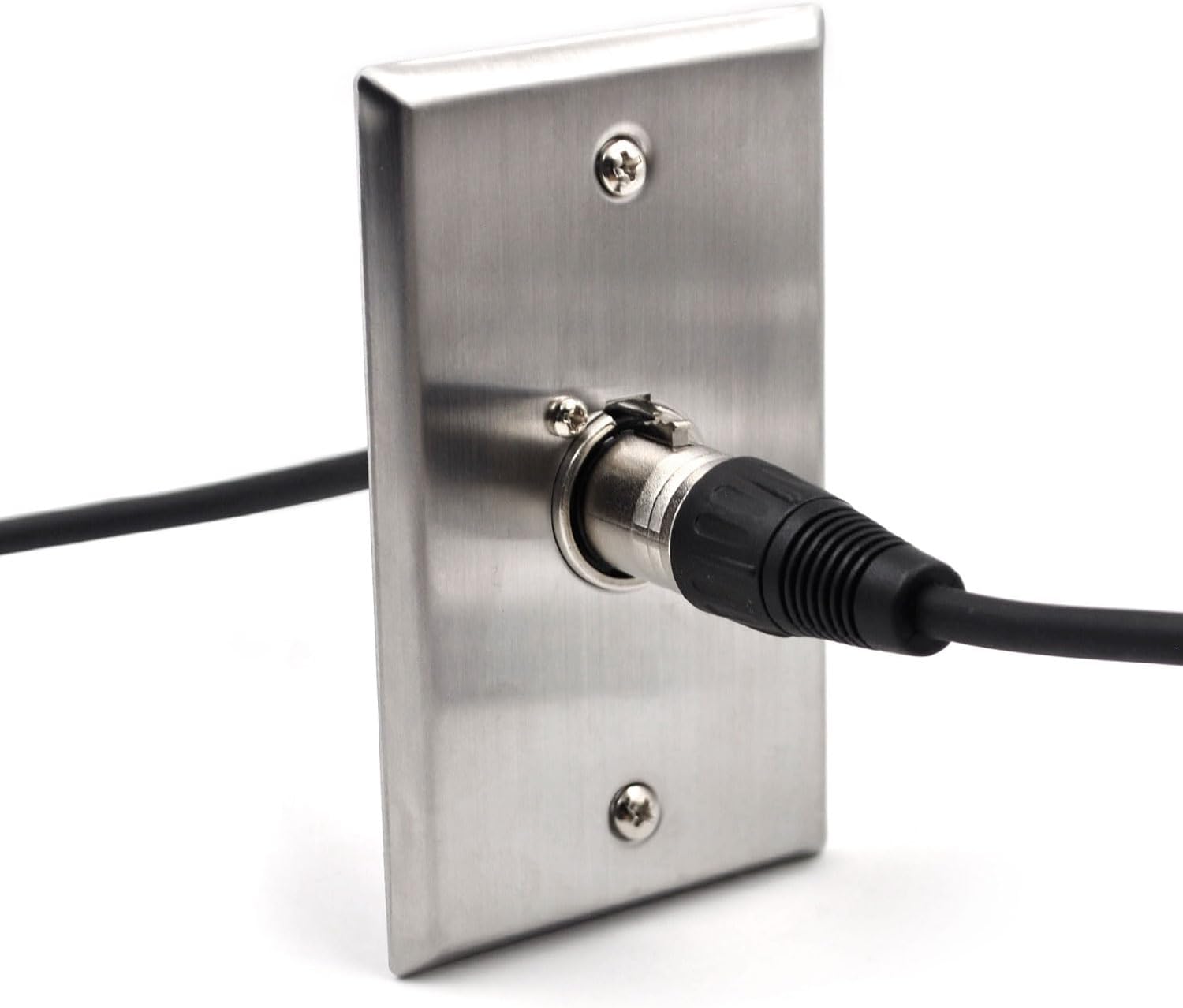 (2-Pack) XLR Wall Plate with Cable, 3-Pin Male Wall Plate to Female Connector, Professional Audio Installation Panel, Stainless Steel, Solderless